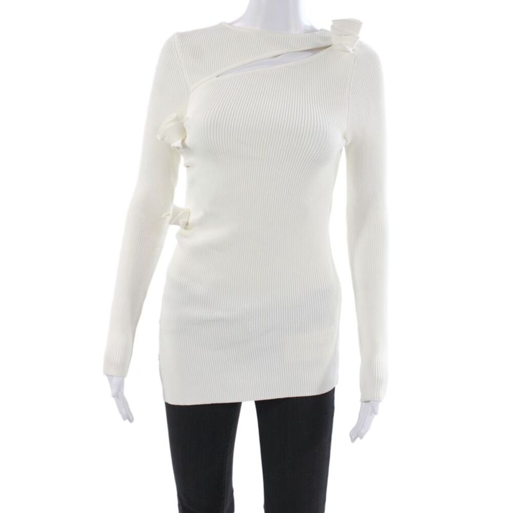 Coperni Womens Tunic Blouse White Long Sleeve Round Neck Size S